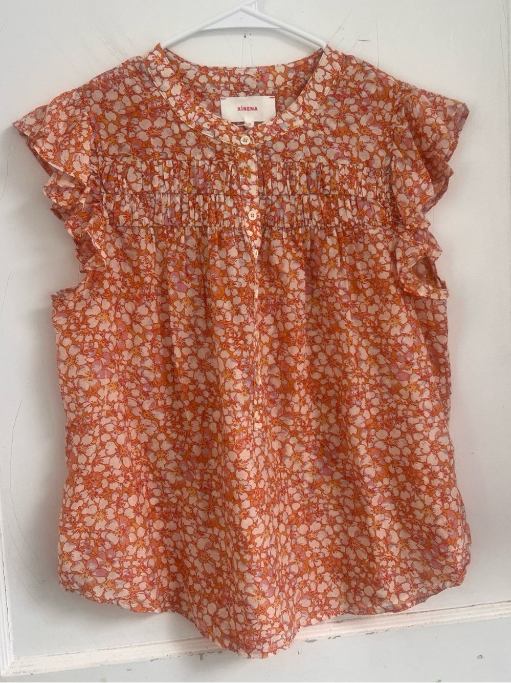 Xirena Bria Silk Blend Peasant floral top $190 Size XS